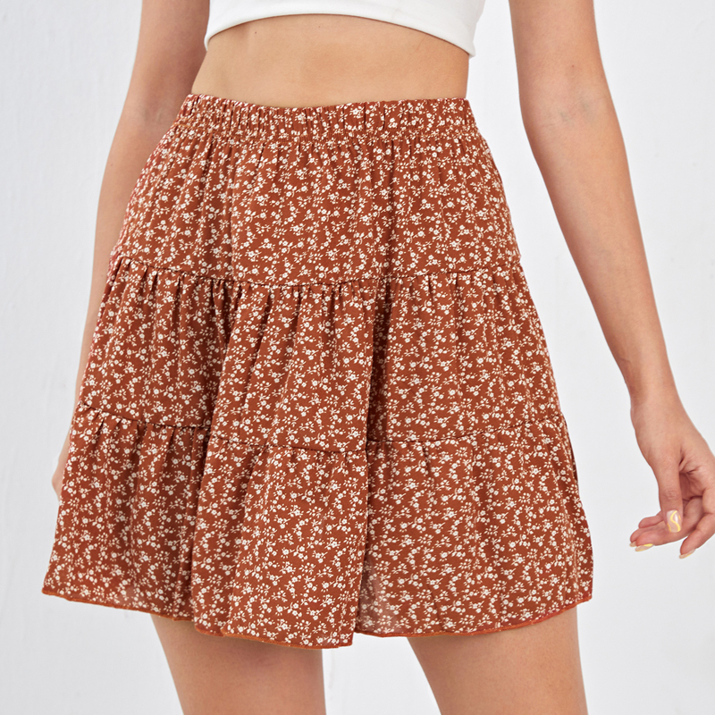 

Ditsy Floral Mini Skirt, Burnt orange