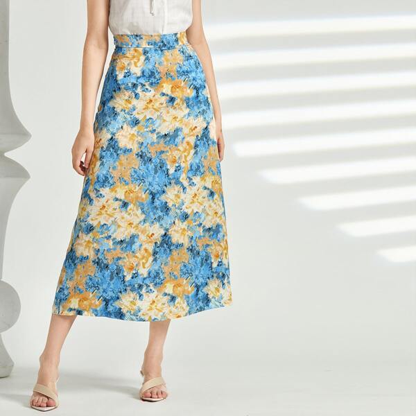 

Allover Floral A-Line Skirt, Multicolor
