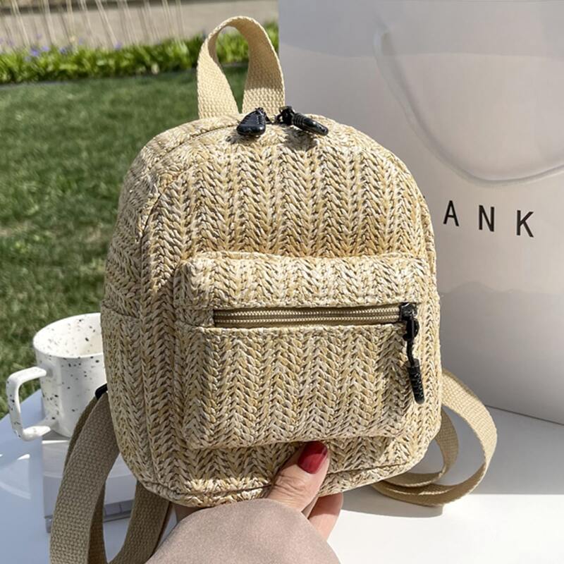 

Straw Zip Front Backpack, Khaki