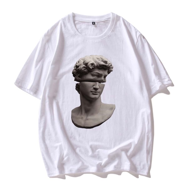 

Men Statue Print Round Neck Tee, White
