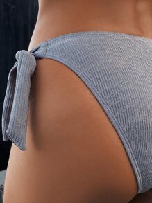 Rib Knot Bikini Panty - Grey - View 4