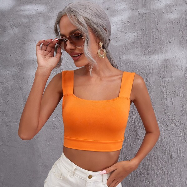 

Neon Orange Tied Backless Cami Top