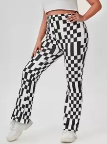 Pantalones con estampado de cuadros - Blanco y Negro - Ver 1