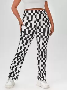 Pantalones con estampado de cuadros - Blanco y Negro - Ver 3