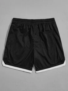 Manfinity VCAY Men Contrast Tape Mesh Shorts - Black - View 2