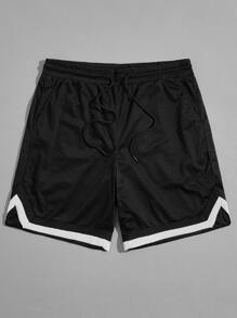 Manfinity VCAY Men Contrast Tape Mesh Shorts - Black - View 3