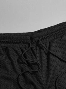 Manfinity VCAY Men Contrast Tape Mesh Shorts - Black - View 4