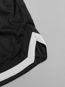 Manfinity VCAY Men Contrast Tape Mesh Shorts - Black - View 5