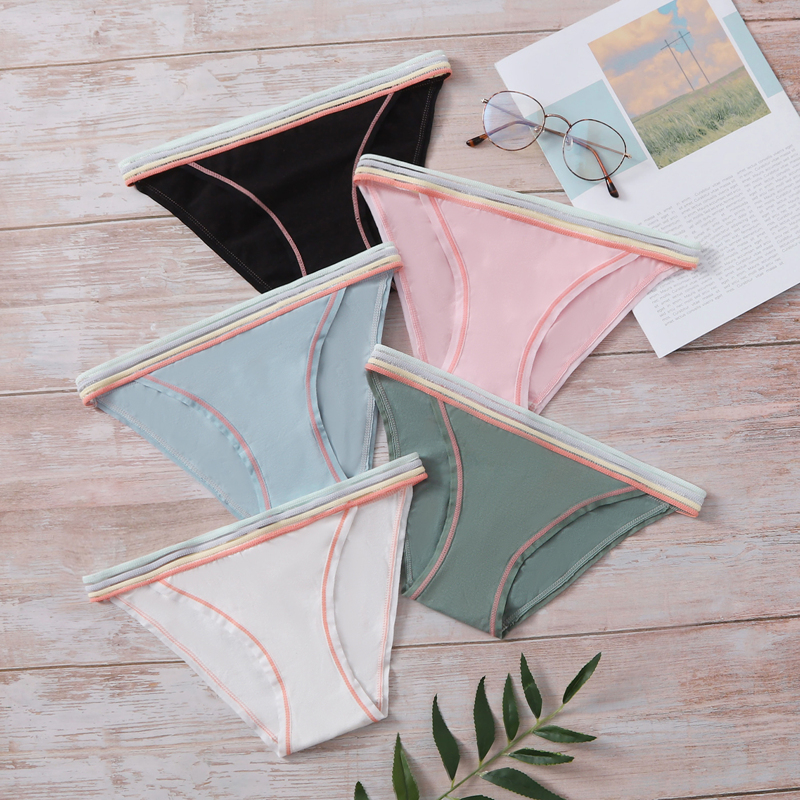 

5pack Contrast Mesh Panty Set, Multicolor