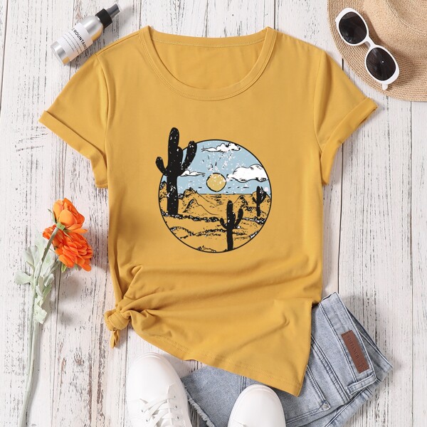 

Cactus Print Tee, Yellow