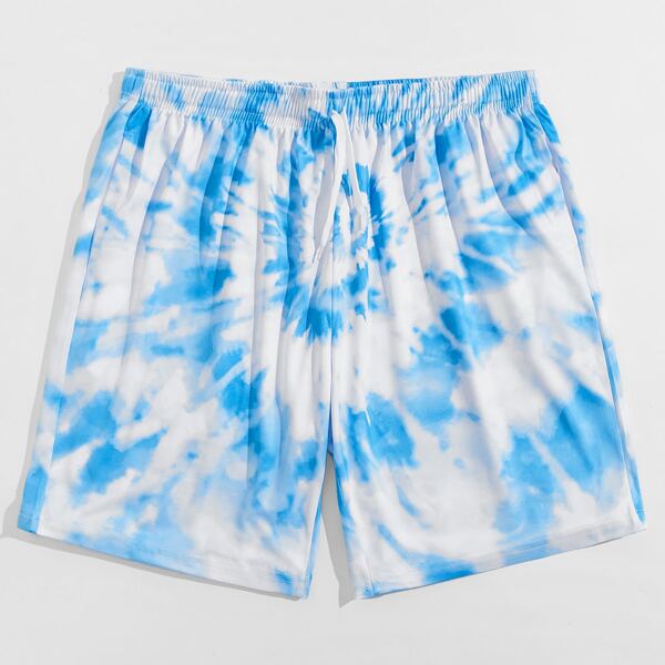 

Guys Tie Dye Drawstring Shorts, Blue and white