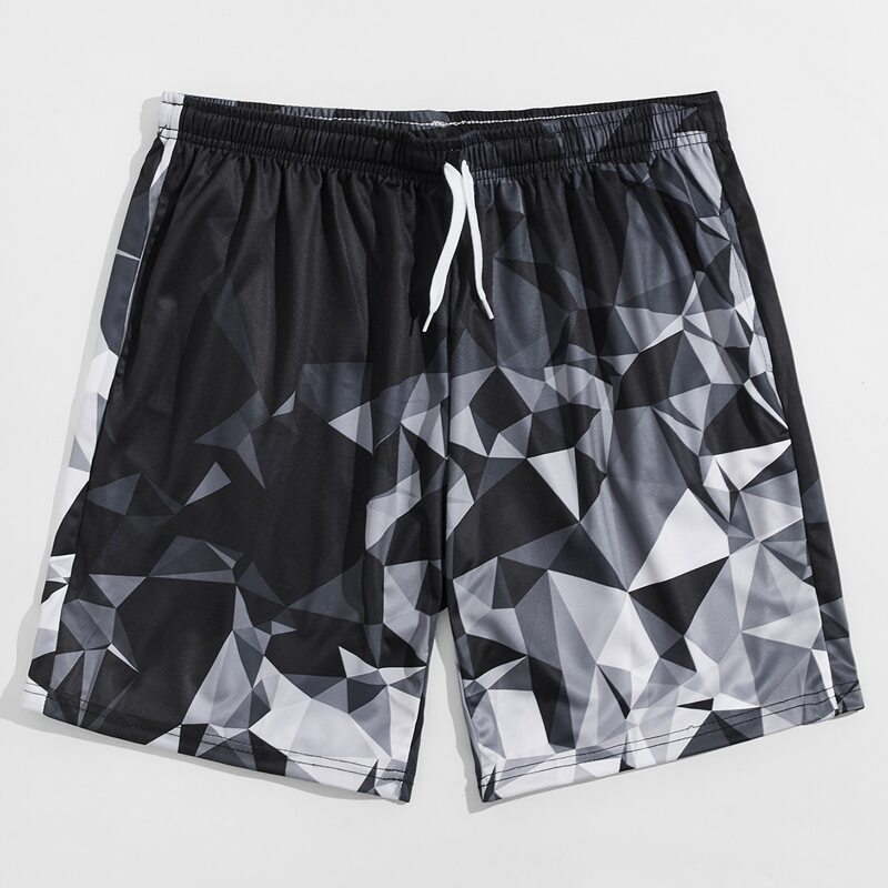

Guys Geo Drawstring Shorts, Black and white