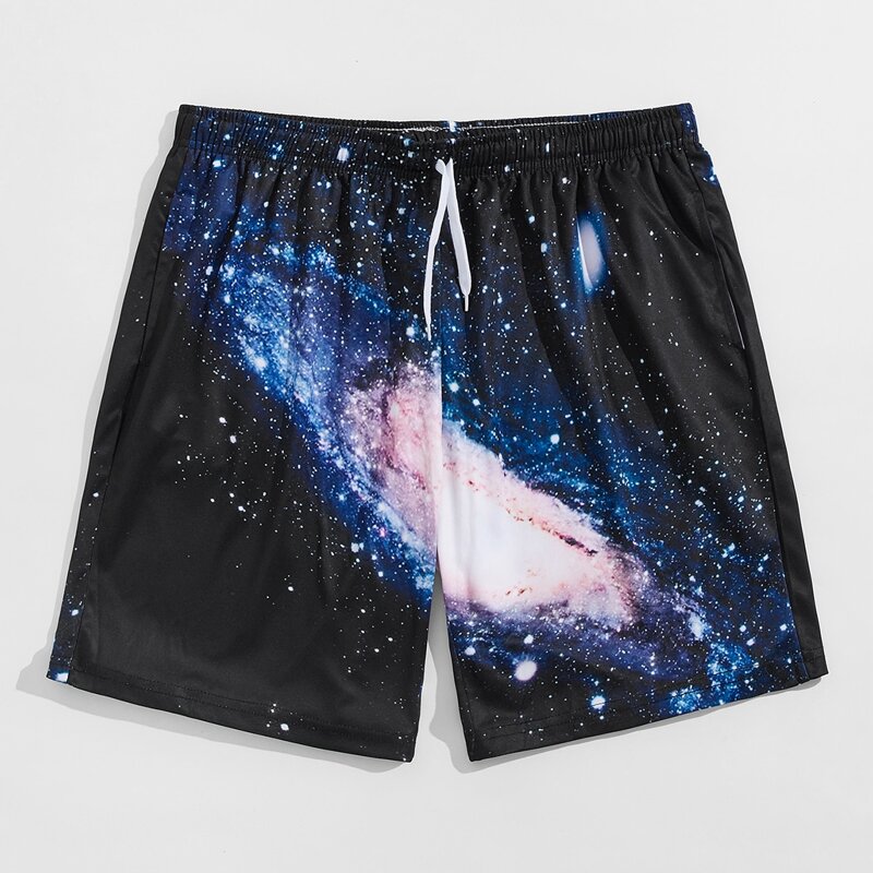 

Guys Universe Graphic Drawstring Shorts, Black