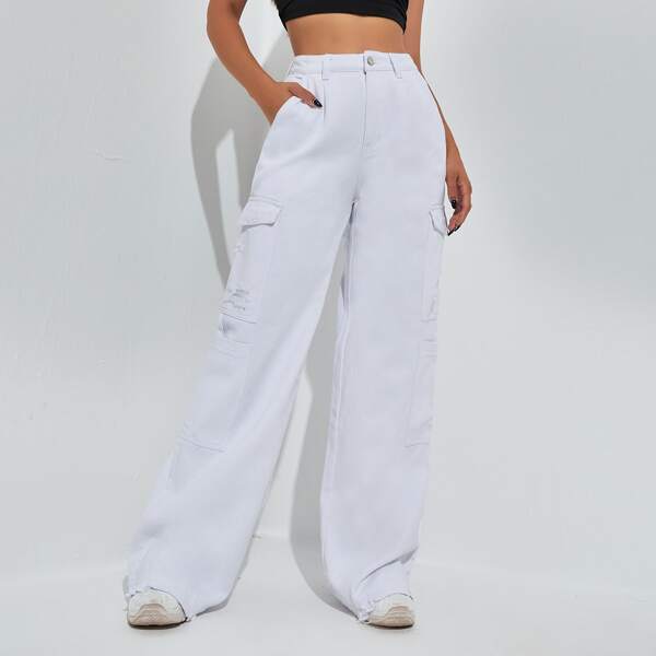 

Side Pocket Wide Leg Jeans, White