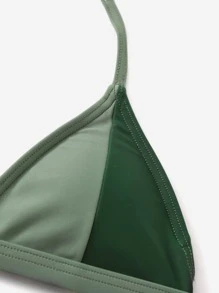 Tween Girl Color Block Halter Bikini Set Summer Beach - Green - View 3