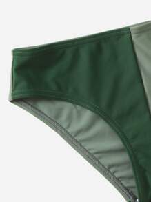 Tween Girl Color Block Halter Bikini Set Summer Beach - Green - View 4