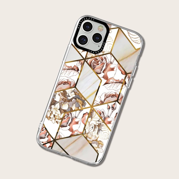 

Flower & Leaf Print Phone Case, Multicolor