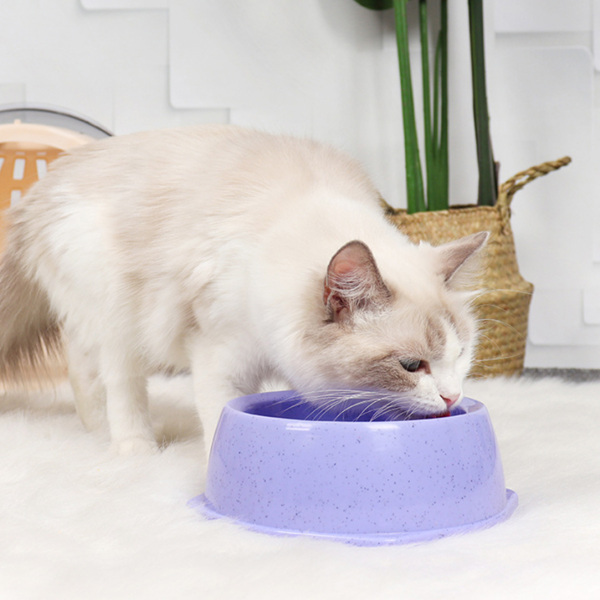 

1pc Round Plastic Pet Bowl, Purple