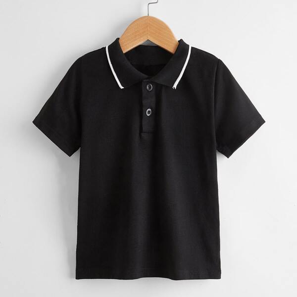 

Toddler Boys Contrast Trim Polo Shirt, Black