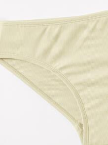 Conjunto de bikini acanalado liso para niña preadolescente, para playa de verano - Amarillo - Ver 3