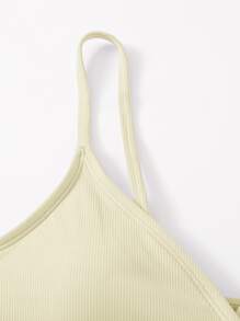 Conjunto de bikini acanalado liso para niña preadolescente, para playa de verano - Amarillo - Ver 4