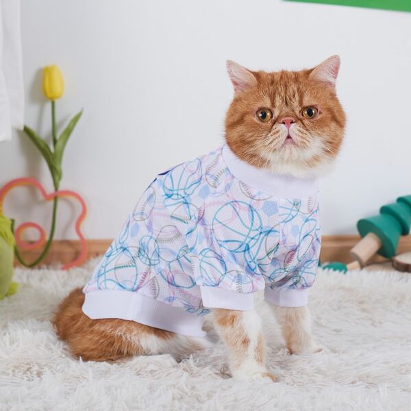 

Ball Print Pet Tee, White