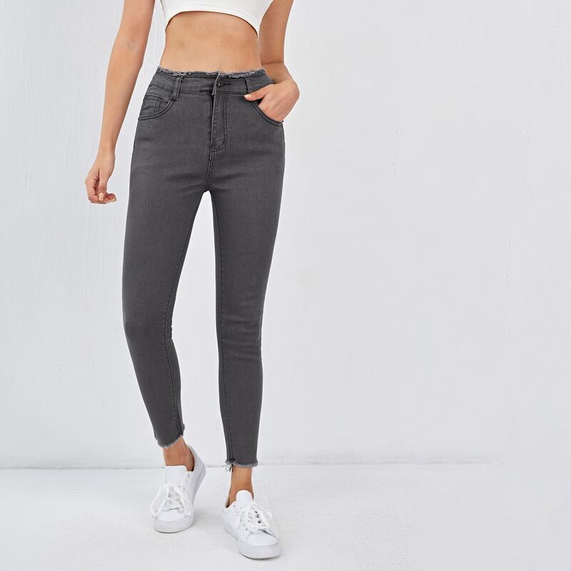 

Raw Hem Jeans, Grey