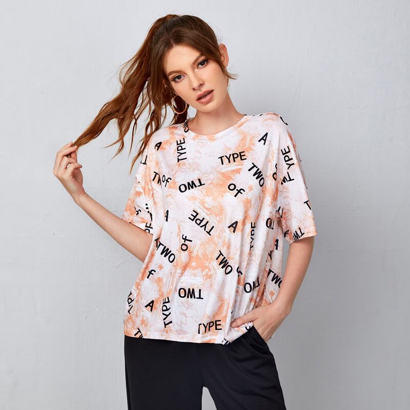 

Letter Allover Print Tee, Multicolor