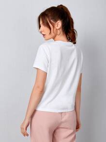 SHEIN EZwear Slogan Graphic Tee