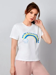 SHEIN EZwear Slogan Graphic Tee