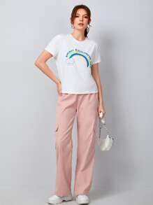 SHEIN EZwear Slogan Graphic Tee