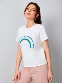 SHEIN EZwear Slogan Graphic Tee