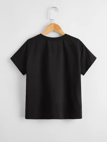 SHEIN Tops con trai Slogan Giải trí - màu đen - Xem 2