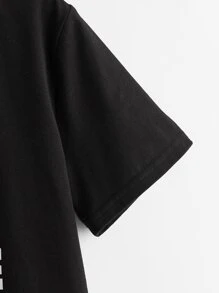 SHEIN Tops con trai Slogan Giải trí - màu đen - Xem 3
