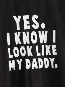 SHEIN Tops con trai Slogan Giải trí - màu đen - Xem 4