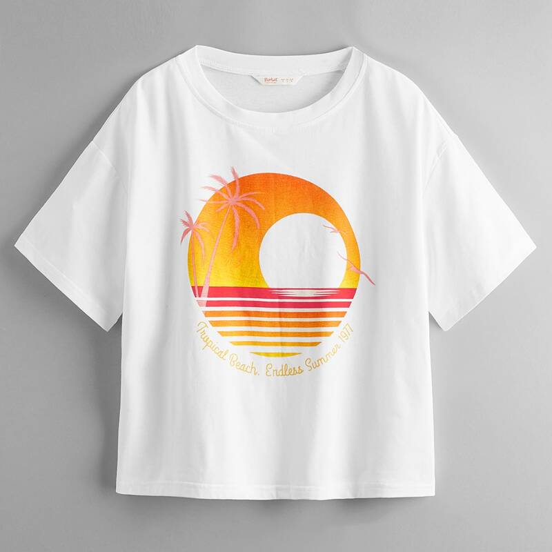 

Letter Tropical Graphic Tee, White