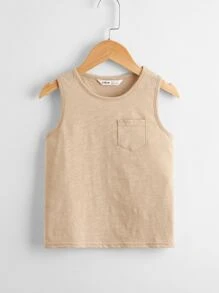 SHEIN Leap Crew 小男童3入組貼布口袋素色背心上衣 - 彩色 - 查看 5