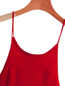 SHEIN EZwear 十字交叉繫帶露背針織上衣 - 酒紅色 - 查看 3