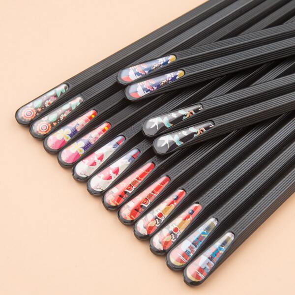 

10pairs Mixed Pattern Chopsticks, Black