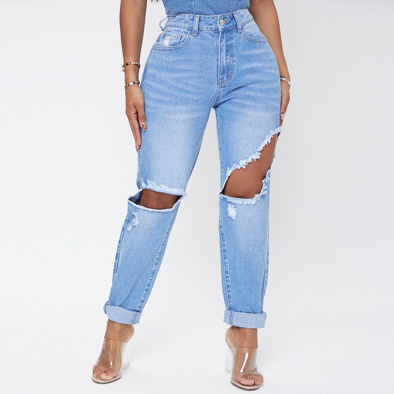 

High Waist Cutout Jeans, Light wash