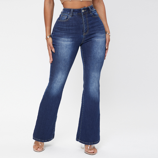 

High Waist Flare Leg Jeans, Dark wash