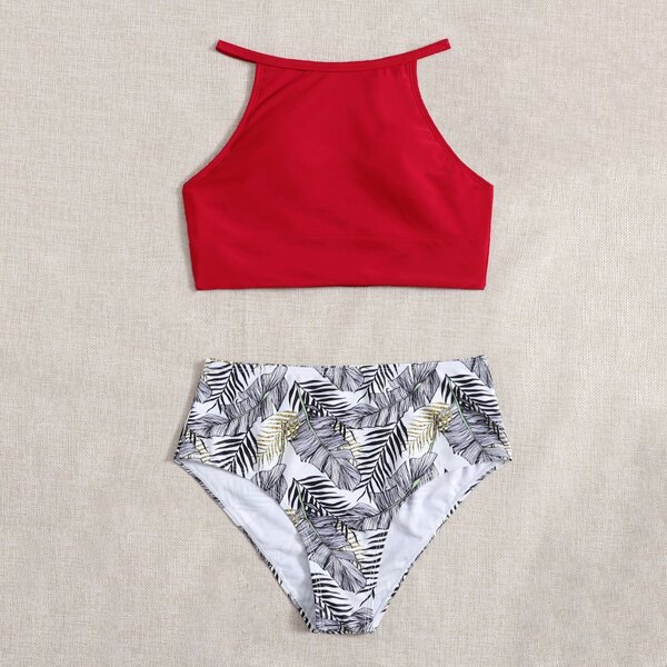 

Tropical High Waisted Bikini Swimsuit, Multicolor