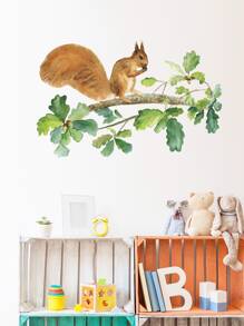 Kids Squirrel Print Wall Sticker - Multicolor - View 1