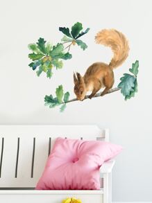 Squirrel Print Wall Sticker, Stickers, Wall Decal, Vinyl Decal For Home Decorations, Spring Decoration Items Refresh Your Home, Rama Decoration Stickers Gifts Birthday Graduation - Multicolor - View 3