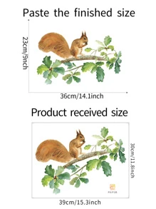 Kids Squirrel Print Wall Sticker - Multicolor - View 2