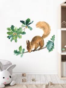 Squirrel Print Wall Sticker, Stickers, Wall Decal, Vinyl Decal For Home Decorations, Spring Decoration Items Refresh Your Home, Rama Decoration Stickers Gifts Birthday Graduation - Multicolor - View 4