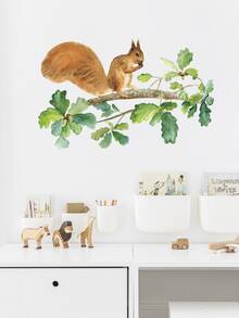 Kids Squirrel Print Wall Sticker - Multicolor - View 3