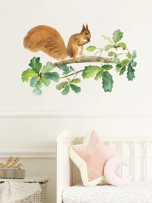 Kids Squirrel Print Wall Sticker - Multicolor - View 4
