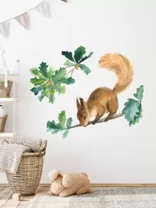 Squirrel Print Wall Sticker, Stickers, Wall Decal, Vinyl Decal For Home Decorations, Spring Decoration Items Refresh Your Home, Rama Decoration Stickers Gifts Birthday Graduation - Multicolor - View 5