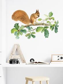 Kids Squirrel Print Wall Sticker - Multicolor - View 5